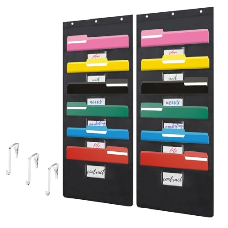 File Folder Hanging - 6 Cepli Siyah Asılı Duvar Dosya