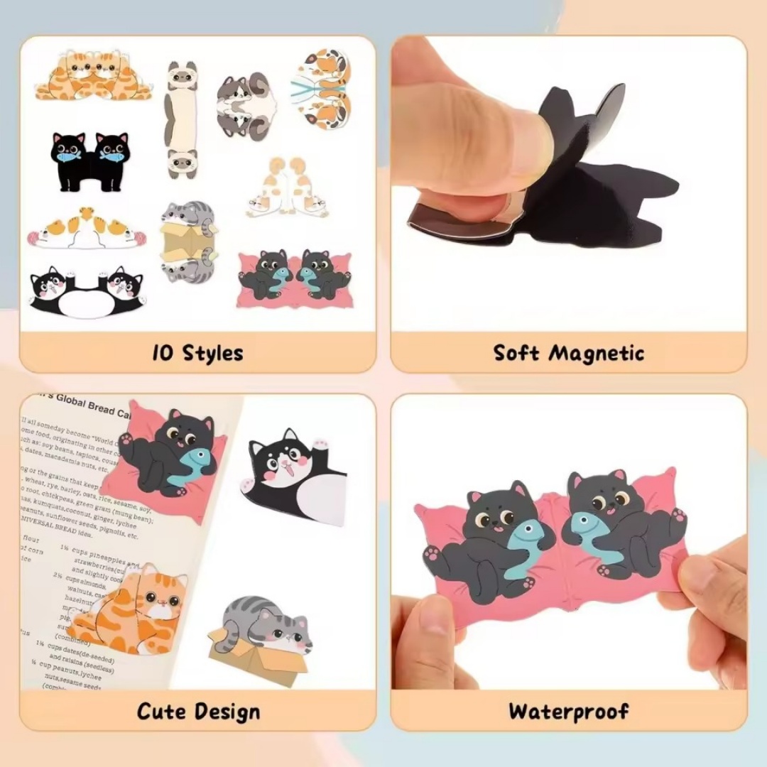 1 takım Yaratıcı Kedi Desenli  - Bookmark Magnetic Clip incelemesi ve fiyatı